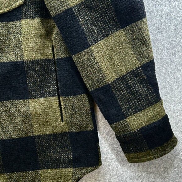 NWT RDI Plaid Collar Shirt Jacket Size XS Olive Green Black Pockets Shacket - Picture 3 of 12